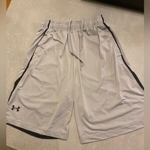 Under Armour Men's Light Gray and Black Athletic Shorts